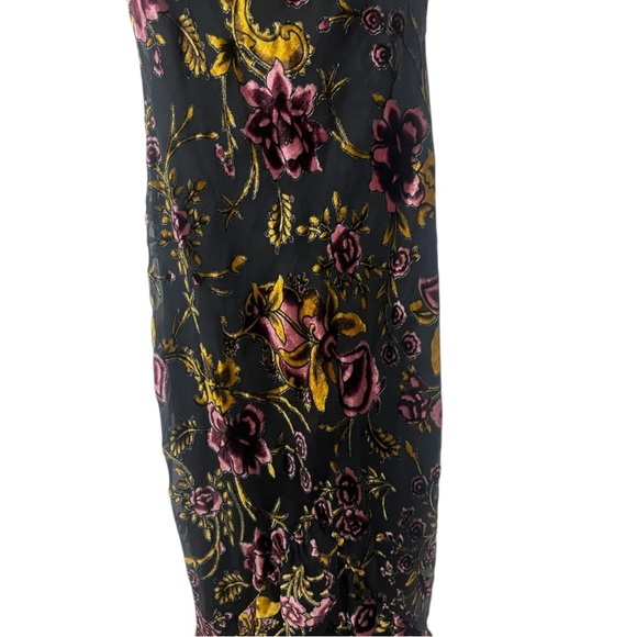 Betsey Johnson Burnout Velvet Black Floral Midi Slip Dress High Low Ruffle Hem 4 - Picture 4 of 11